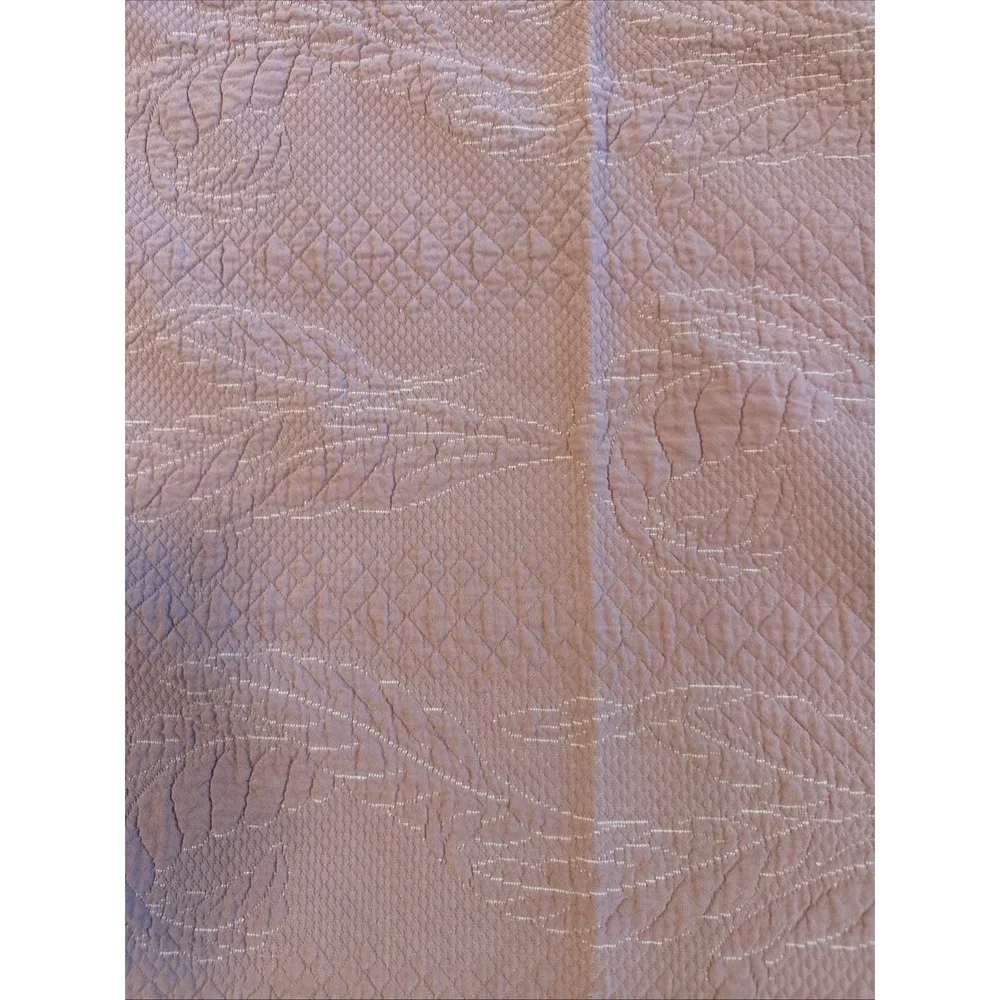 Bates Bedspread Flat Pink/Brown Sz 94x68' Heavy Cotton Floral Print Vintage